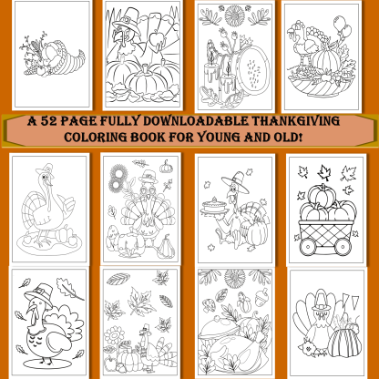 Thanksgiving Coloring Book 2022– A Fun and Festive 50 Page Coloring Activity book for young and old alike! - Image 6