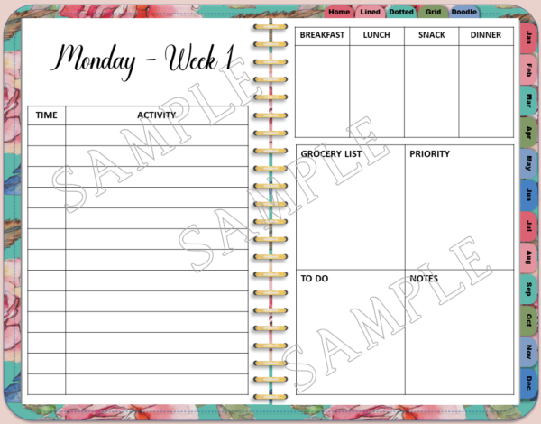 Floral Digital Undated Planner With PLR Rights - Image 7