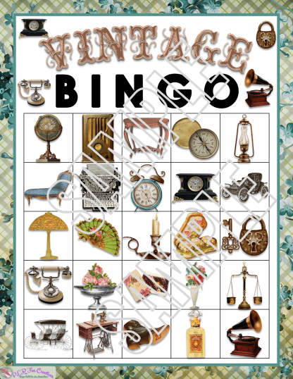 Vintage Bluegreen Wallpaper Bingo - Image 8