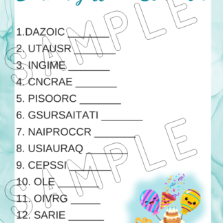 12 Printable Birthday Party Games With Silly Theme - Image 3