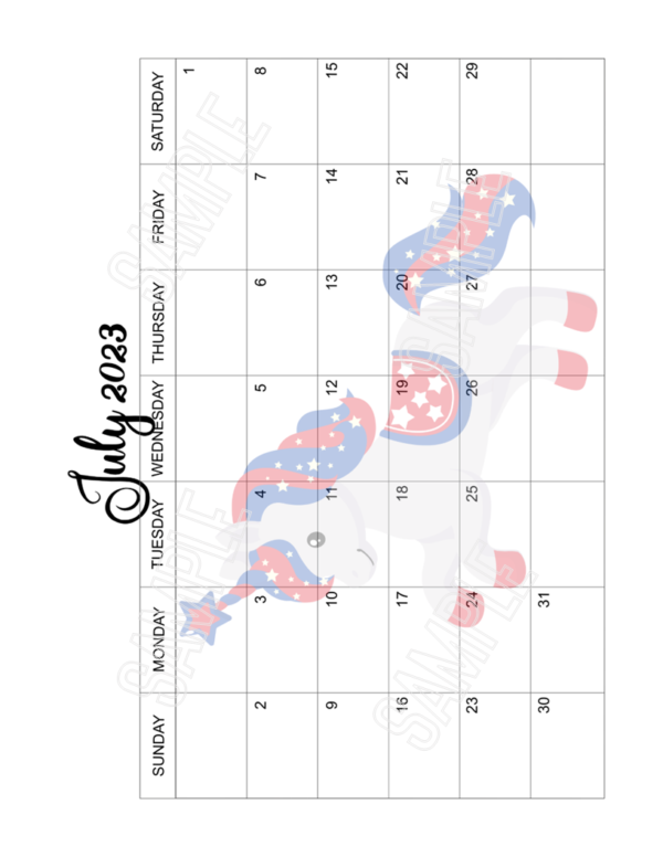 2023 Fun Unicorn Calendar Printable - Image 8