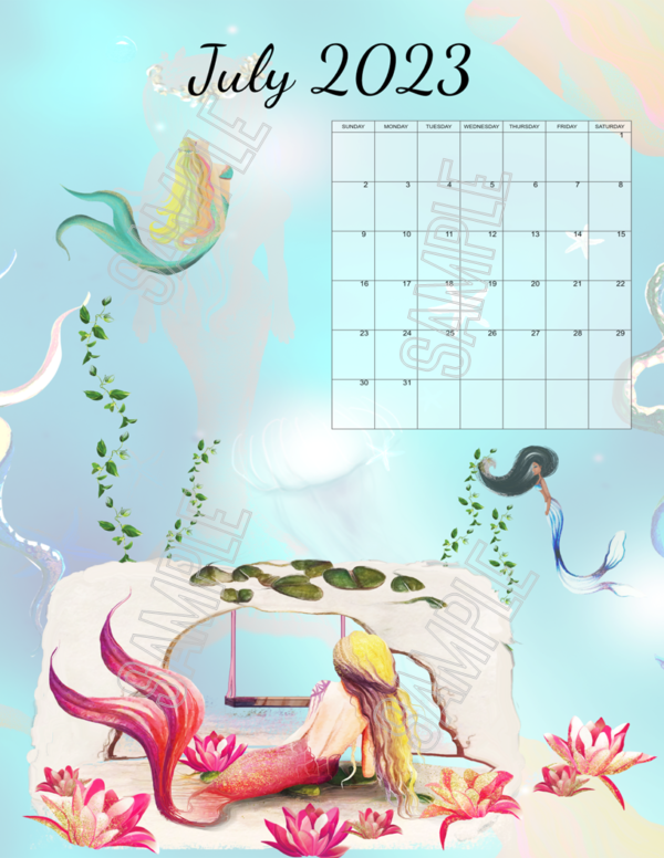 2023 Beautiful Mermaids Calendar Printable - Image 7