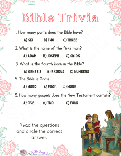 12 Printable Bible Games Sitting Vintage Angel - Image 9