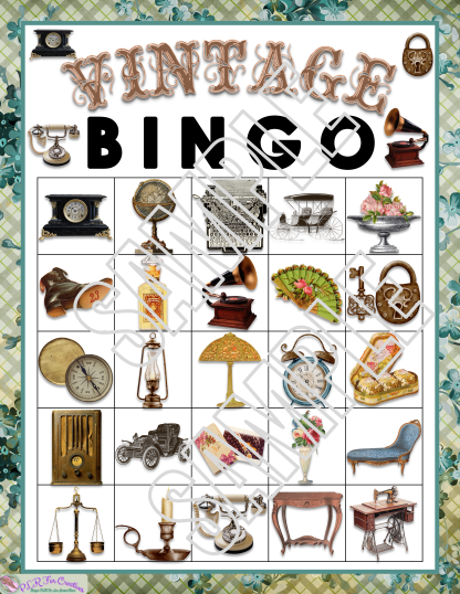 Vintage Bluegreen Wallpaper Bingo - Image 7