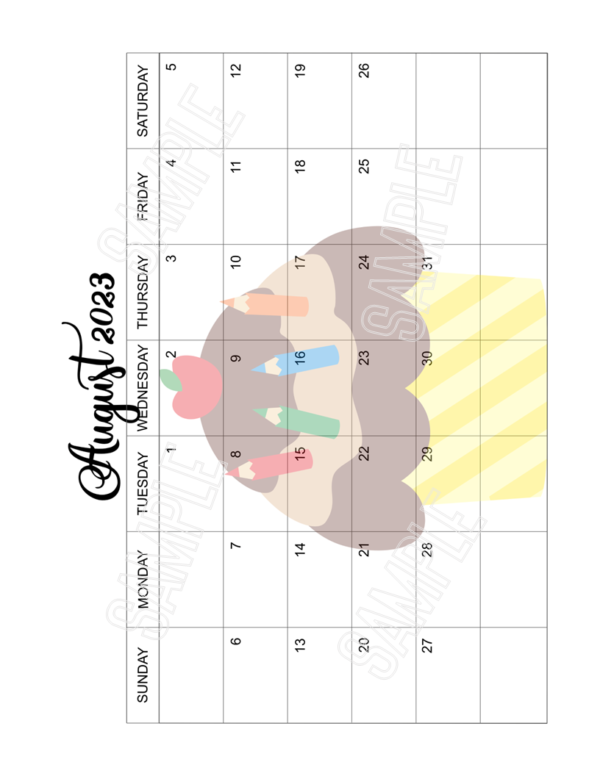 2023 Yummy Cupcake Calendar Printable - Image 9