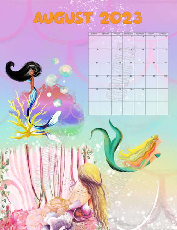 2023 Colorful Mermaids Calendar Printable - Image 9