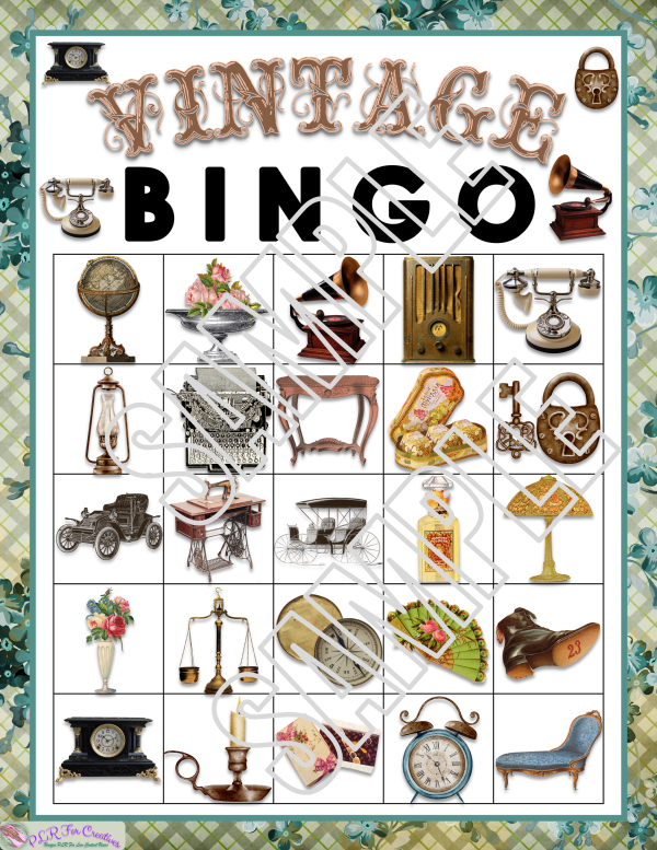Vintage Bluegreen Wallpaper Bingo - Image 6