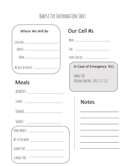 Babysitter Information Binder - Downloadable Printable - Image 2