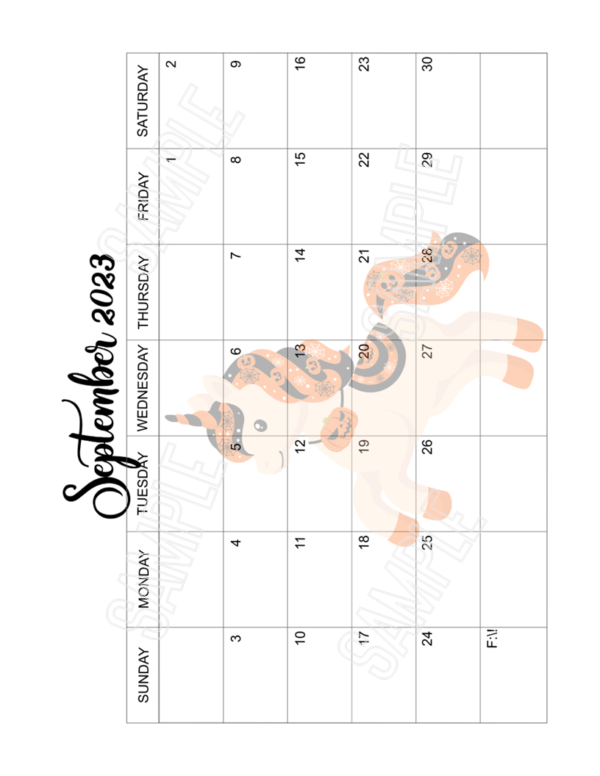 2023 Fun Unicorn Calendar Printable - Image 10