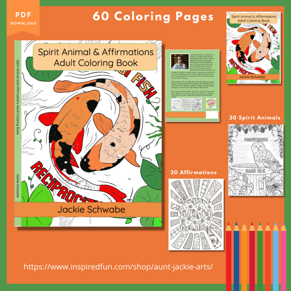 Spirit Animal and Affirmations - Coloring Page - Listing Image #1
