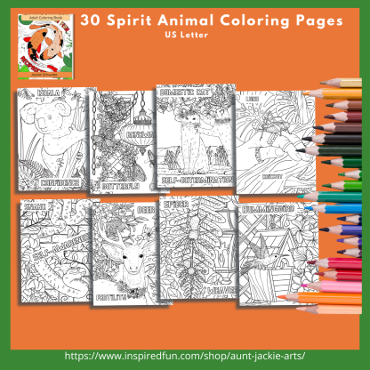 PRINTABLE COLORING Pages | Spirit Animal Motivational & Affirmation Coloring Pages, 60 Pages, US Letter, 30 Spirit Animals, 30 Affirmations - Image 5