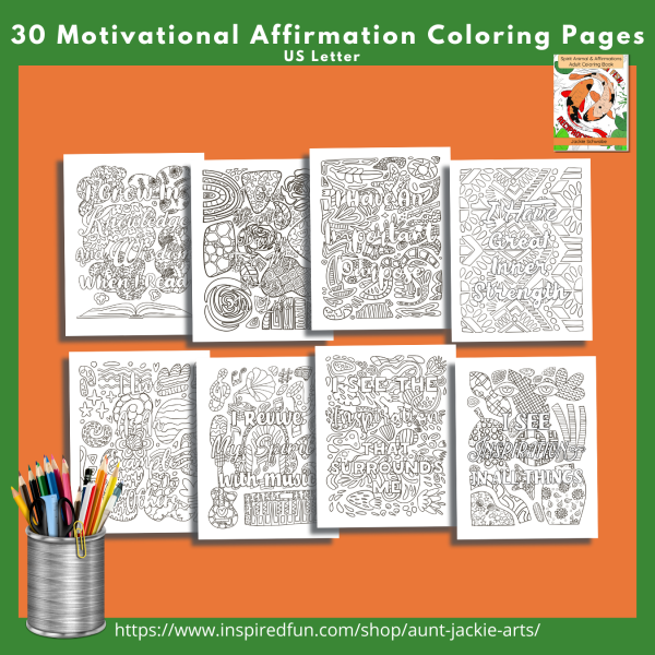 PRINTABLE COLORING Pages | Spirit Animal Motivational & Affirmation Coloring Pages, 60 Pages, US Letter, 30 Spirit Animals, 30 Affirmations - Image 6