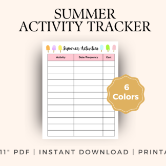 Summer Activity Tracker, Popcicle Activity Tracker, Printable