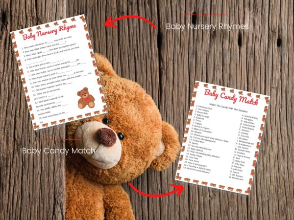 Teddy Bear Baby Shower Games Bundle - Image 5