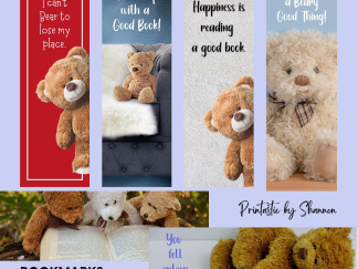 Teddy Bear Bookmarks, Set of 8, Printable