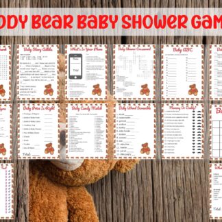 Teddy Bear Baby Shower Games Bundle