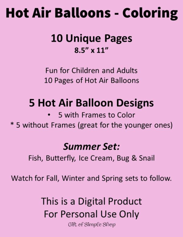 Coloring Pages - Hot Air Balloons - Adults and Teens - Image 5