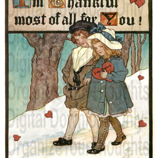 A boy and girl walk through snow hand-in-hand, on Valentine's Day