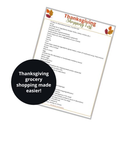 Printable Thanksgiving Grocery Shopping List