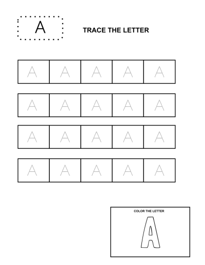 Trace and Color the Letters Capital A to Z PDF Printable
