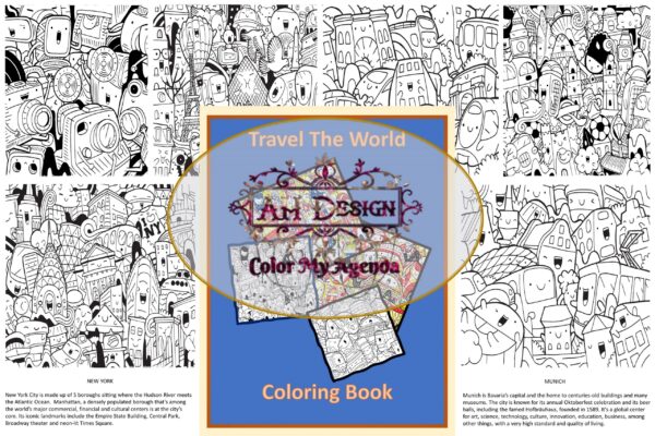 18 Travel The World Coloring Book Pages PLR