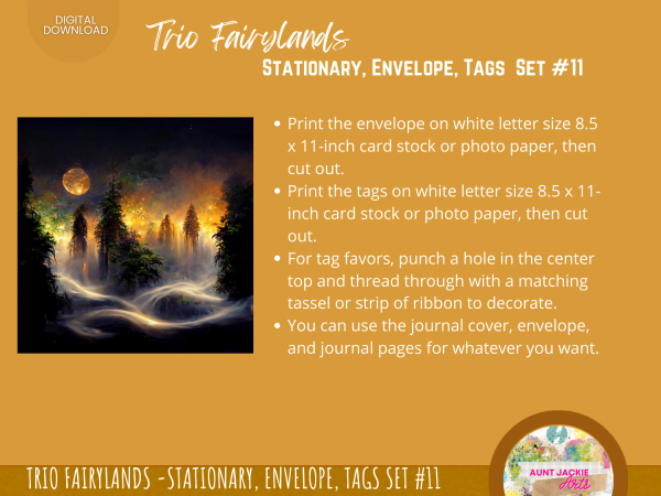 Trio Fairylands Stationary - COMMERCIAL Use Printable Journal Cover, Tags, 9 Styles of Journal Pages - Trio Fairyland - Landscape - US Letter - Digital Download for PLR - Trio Fairylands Stationary, Journal Cover, Envelope, Tags Set #11 - Image 6