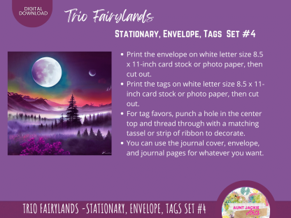 Trio Fairylands Stationary - COMMERCIAL Use Printable Journal Cover, Tags, 9 Styles of Journal Pages - Trio Fairyland - Landscape - US Letter - Digital Download for PLR - Trio Fairylands Stationary, Journal Cover, Envelope, Tags Set #4 - Image 6