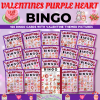 Valentines Purple Hearts Bingo