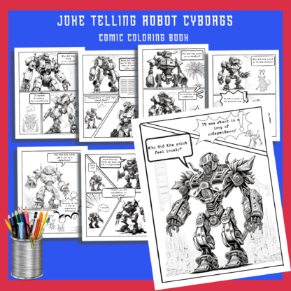 Robots Telling Jokes, Robot Cyborgs Coloring Book, Comic Coloring Book, Comic Strip Color, Robot Graphic Novel, Dad Jokes, Boys Coloring - Image 6