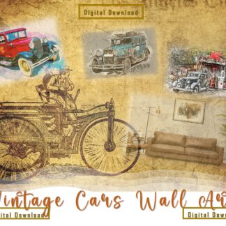 Vintage Classic Cars Digital Printable Wall Art Set-2