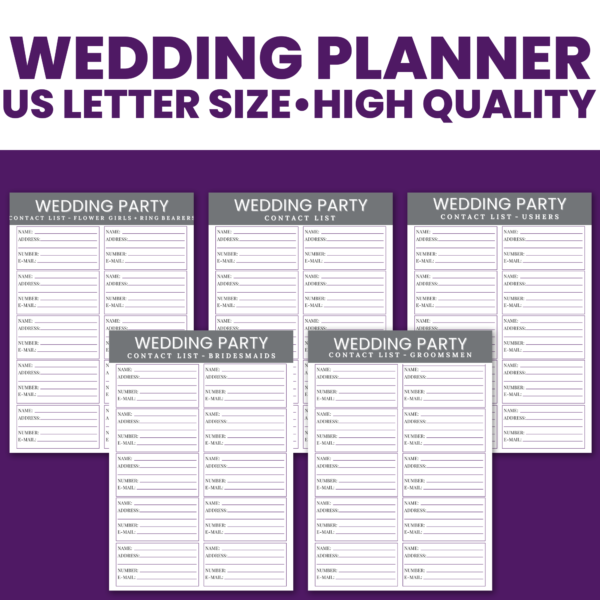Wedding Planner us letter size