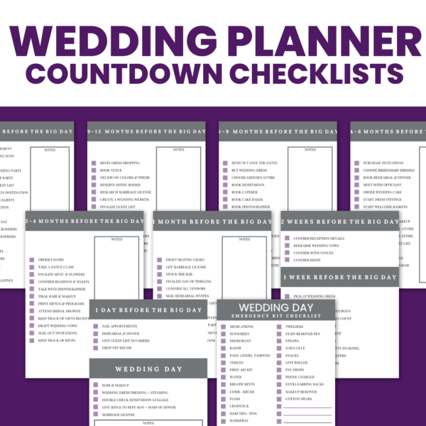 Wedding Planner countdown checklists