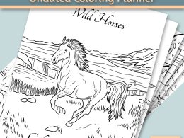 Wild Horses Undated Coloring Planner 8.5”x11”