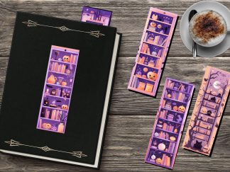 Set of 15 "Halloween Bookcases" Printable Bookmarks home printable PDF instant download