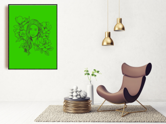 Wall Art-Beautiful Green Woman! Printable. DIGITAL DOWNLOAD!