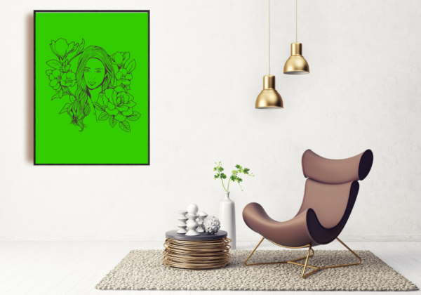 Wall Art-Beautiful Green Woman! Printable. DIGITAL DOWNLOAD!