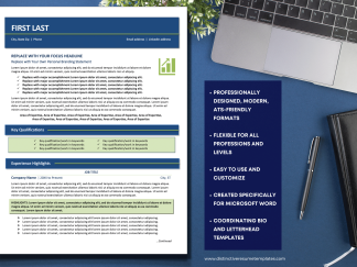 Modern Resume Template for Word | Creative, Eye-Catching Professional CV for Professionals & Executives | ATS Friendly