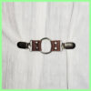 Brown leather cinch clip with silver tone clips & o-ring. Shirt clip, dress clip, sweater clip, skirt clip, jacket clip. Instant DIY tailoring. Shipping included.