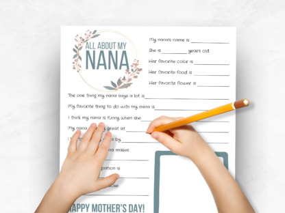 Mother's Day Questionnaire Bundle Blue Floral, All About Mom/Mama/Mommy/Grandma/Nana/Grammy - Image 5
