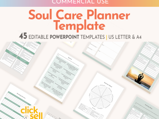 Soul Care Planner Editable Powerpoint Template | Commercial Use | Instant digital download | Fully customisable PLR planner and worksheets