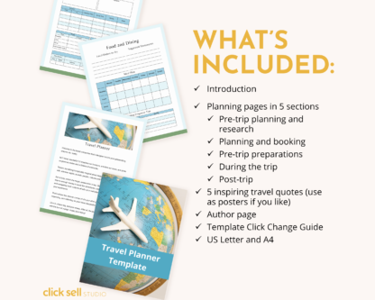Travel Planner Editable Canva Template | Commercial Use | Instant digital download | Plan and organise your holiday or trip - Image 2