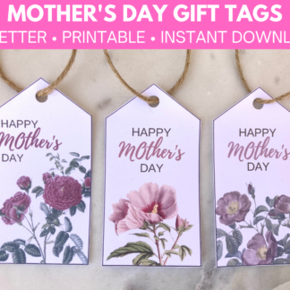 Mother's Day Vintage Floral Gift Tags, Printable Gift Tags