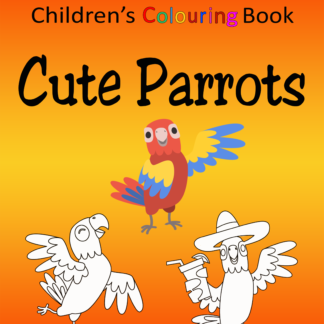Children's Colouring book Cute Parrots printable digital download for kids colouring pages