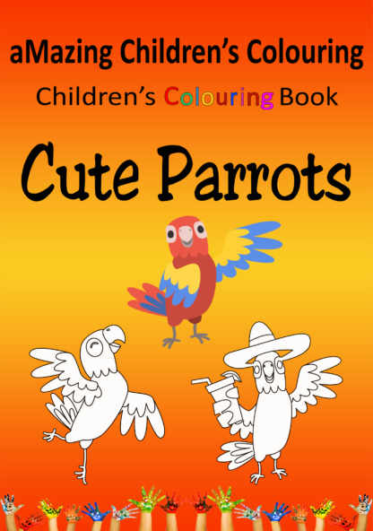 Children's Colouring book Cute Parrots printable digital download for kids colouring pages