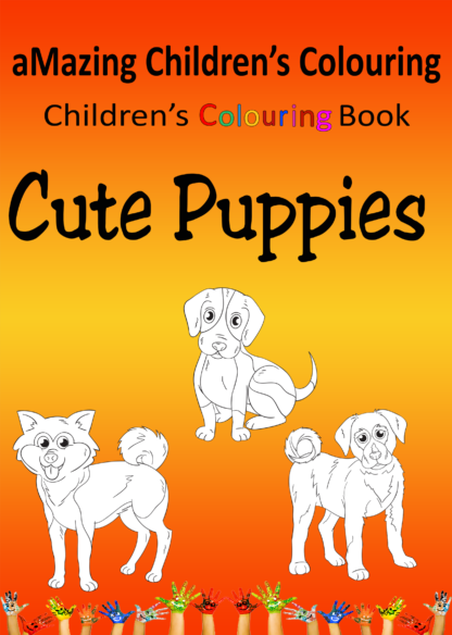 Children's Colouring book Cute Puppies printable digital download for kids colouring pages