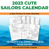 2023 Cute Sailors Coloring Calendar - Sunday Start