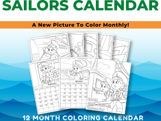 2023 Cute Sailors Coloring Calendar - Sunday Start