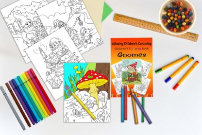 Children's Colouring book Gnomes printable digital download for kids colouring pages - Image 2
