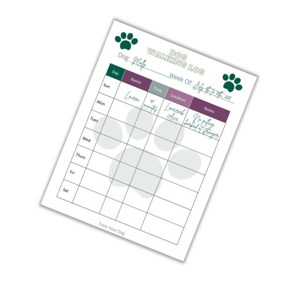 Printable Dog Walking Log | Dog Walking Schedule | Pet Walking Tracker | Dog Weight Loss Planner | Dog Exercise Plan | Digital Download | - Image 3
