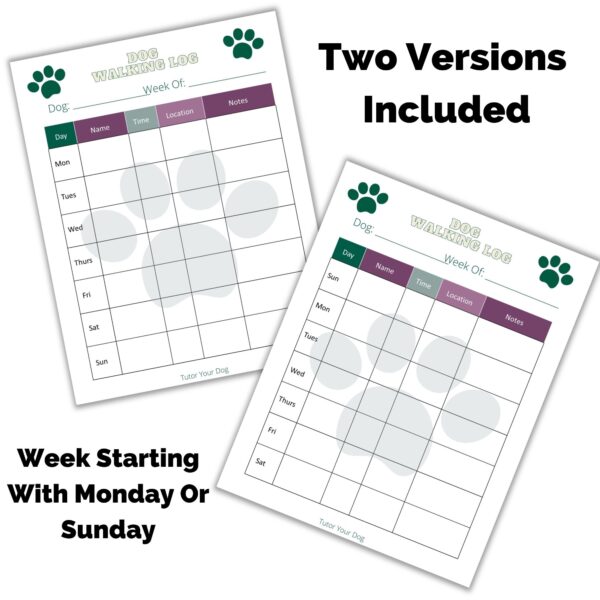 Printable Dog Walking Log | Dog Walking Schedule | Pet Walking Tracker | Dog Weight Loss Planner | Dog Exercise Plan | Digital Download | - Image 6